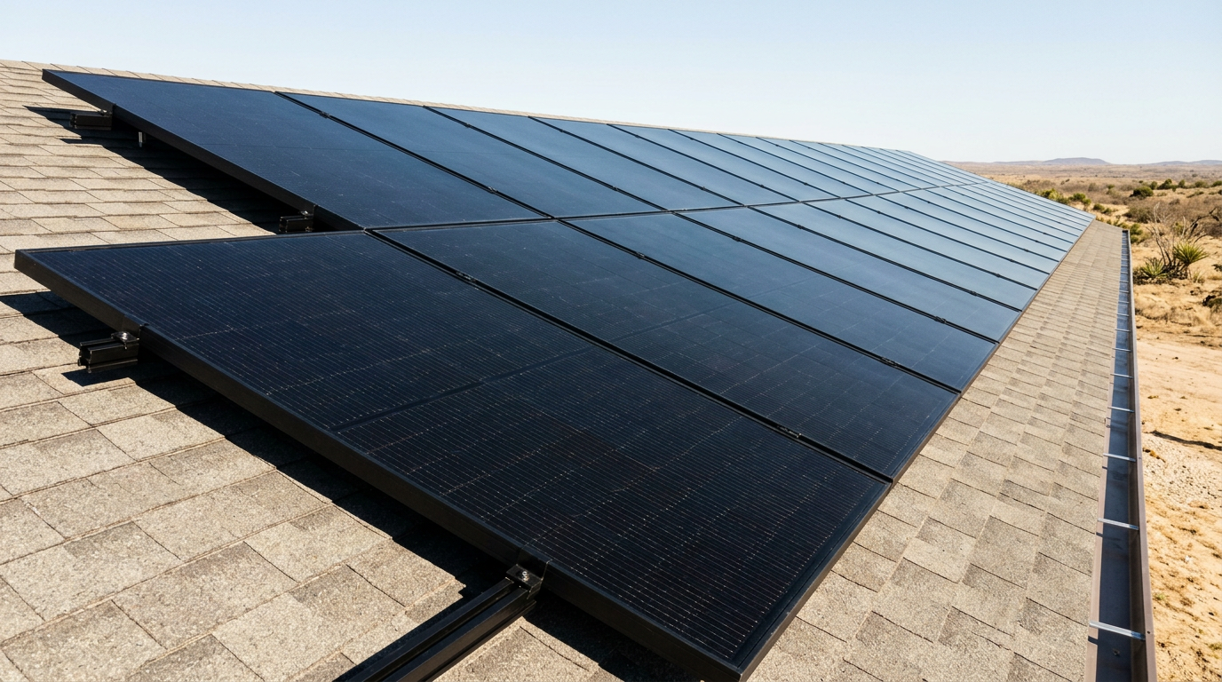 Illustrative solar array on a shingle roof